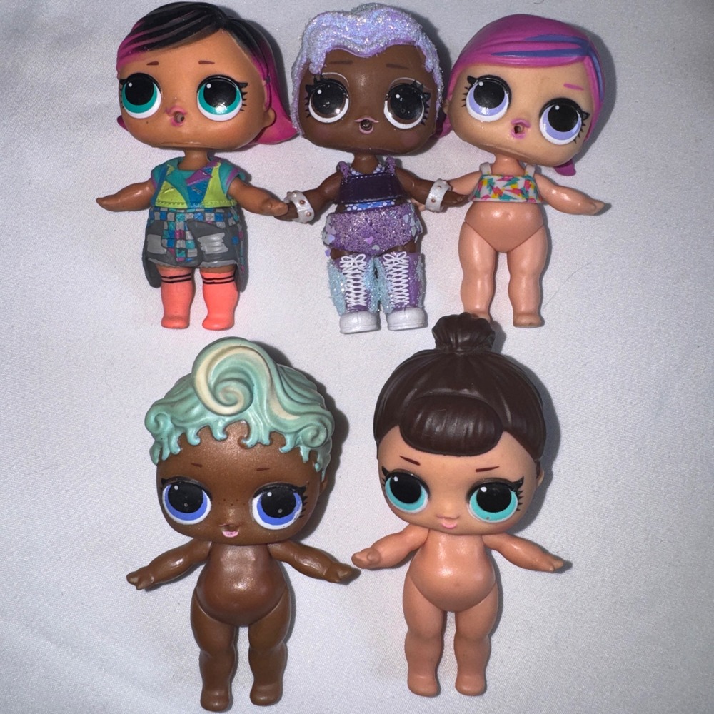 MGA LOL Surprise Doll Lot of 5 Figures Glitter Series Mixed Outfits 3 Inch